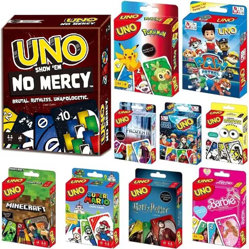 Uno Games No Mercy Harry Potter Minecraft Mario Naruto Barbie Cards Kids Toys Uno Card Children Birthday Christmas Gifts ﻿