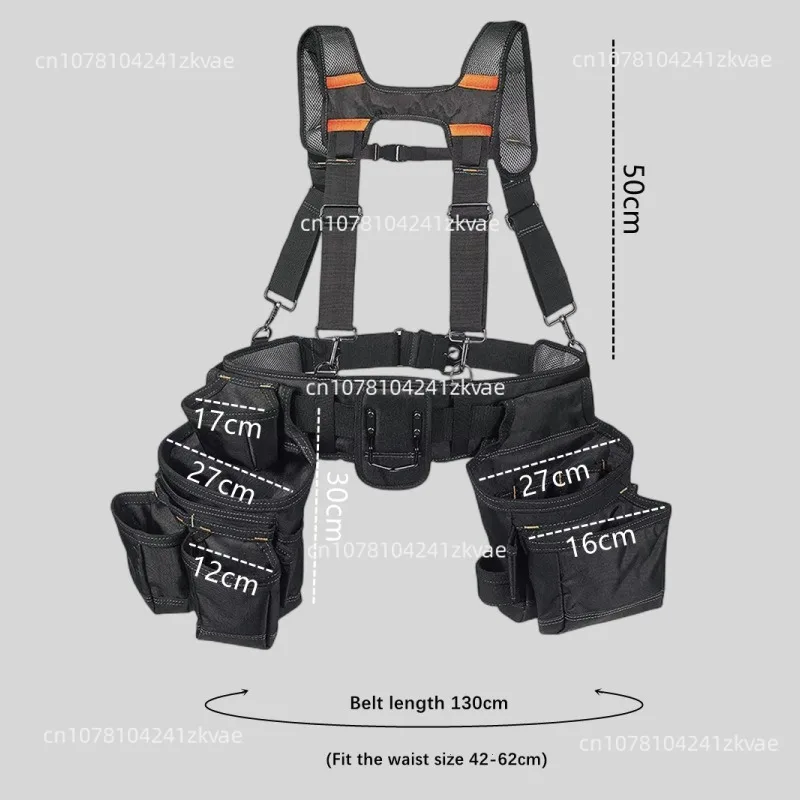 Multi-Pocket Tool Belt Adjustable Waist Tool Bag Multifunctional Repair Tool Pouch for Electrician Carpenter