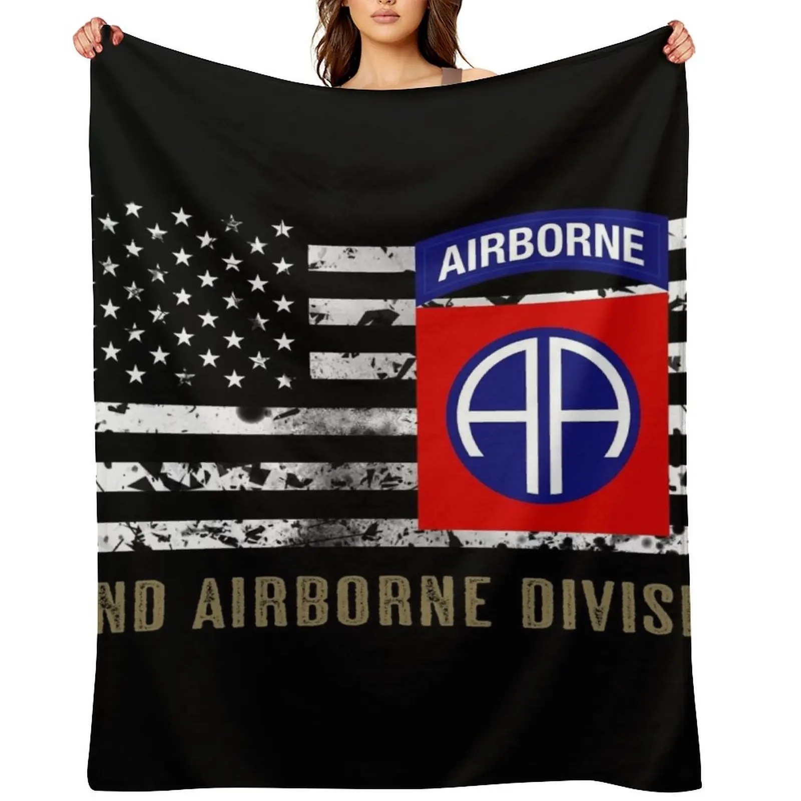 

82nd Airborne Division (Distressed Flag) Throw Blanket Nap Stuffeds Single Large Blankets