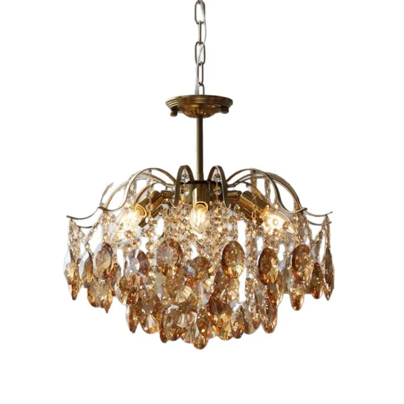 

French romantic crystal living room chandelier American retro bedroom dining room living cloakroom light simple light