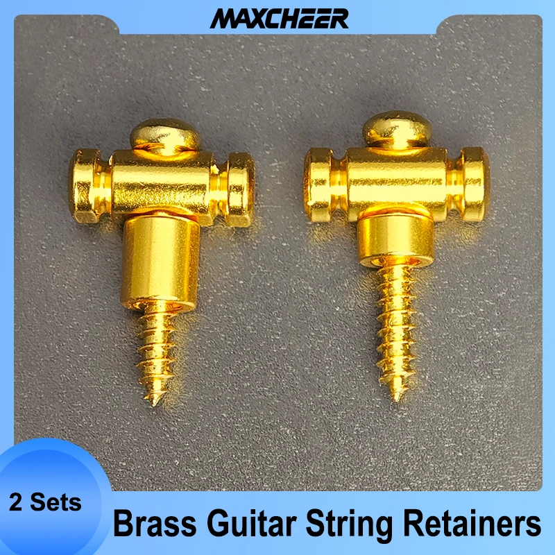 מחזיקי מיתרים לגיטרה מוזהבת - מדריך למיתרים, חלק חילוף לעצי מיתרים לגיטרות חשמליות בצבע שחור/זהב/כרום, 2 סטים