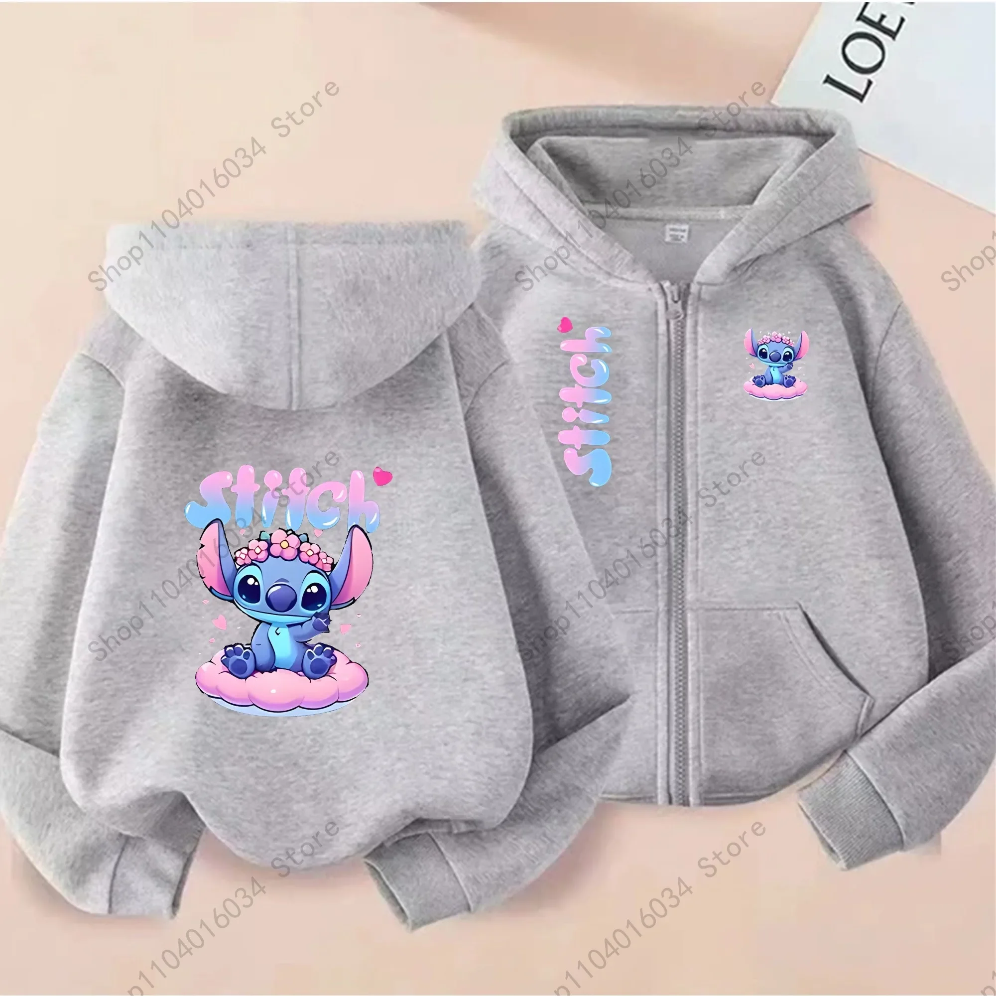 سترة ديزني الرسمية للأطفال للخريف والشتاء - سترة بسحاب مع غرز مزدوجة الجوانب ورسومات ملاك #6