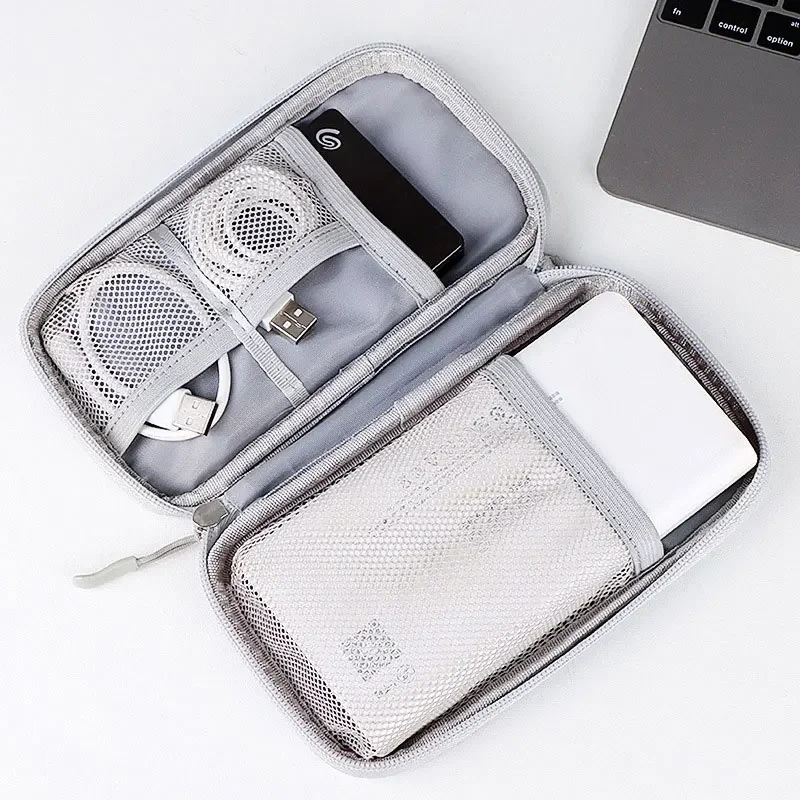 1pc Travel Portable Digital Product Storage Bag USB Data Cable Organizer Headset Charging Treasure Box Bag Pink/Grey/Black/Navy