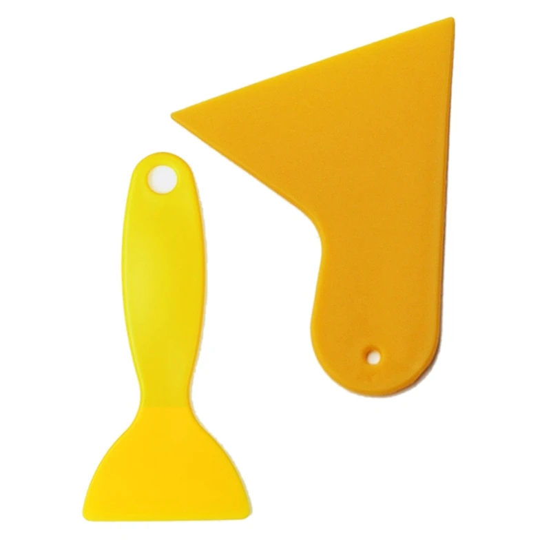 2 Pcs Yellow Plastic Car Scraper : 1 Pcs Foils Cleaner Scraper Air Bubble Remover Stickers Install Tools & 1 Pcs Auto Car Window