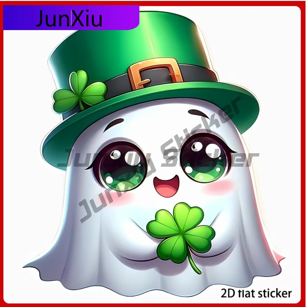 Cute Green Hat Four Leaf Clover Vinyl Sticker Suitable for s Mobile Phones Walls Funny Bump Car Laptop Window Bumper