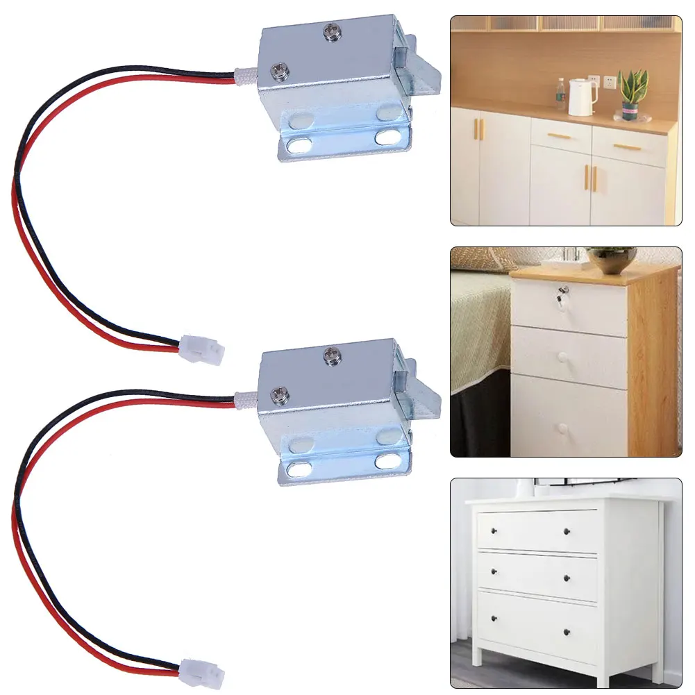 2Pcs DC 12V Cabinet Lock Cylinder Universal Solenoid Lock for Letter Box Storage Rack