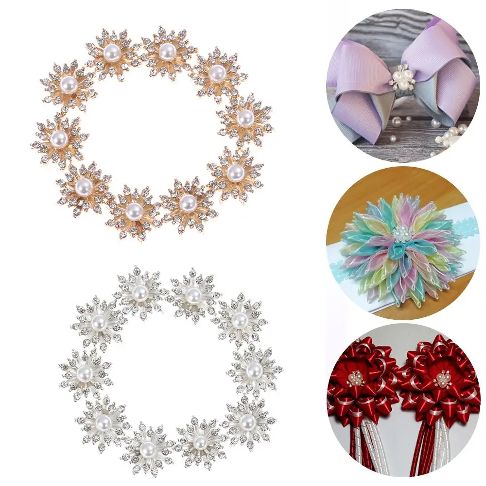 10PCS 16MM Craft Flatback Hairpin Accessories Rhinestone Button Snowflake Buttons Apparel Sewing Pearl Buckle