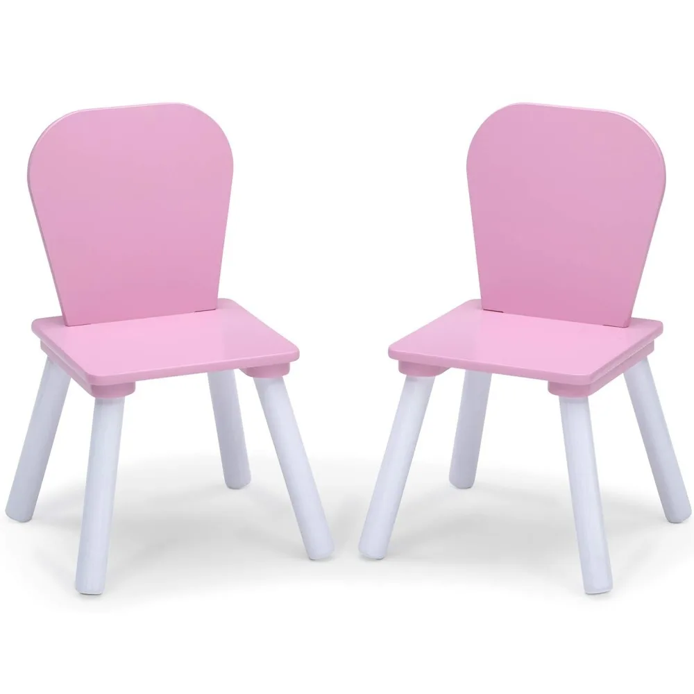 طقم غرفة لعب للأطفال مكون من 4 قطع باللون الوردي/الأبيض، متين وآمن للأطفال