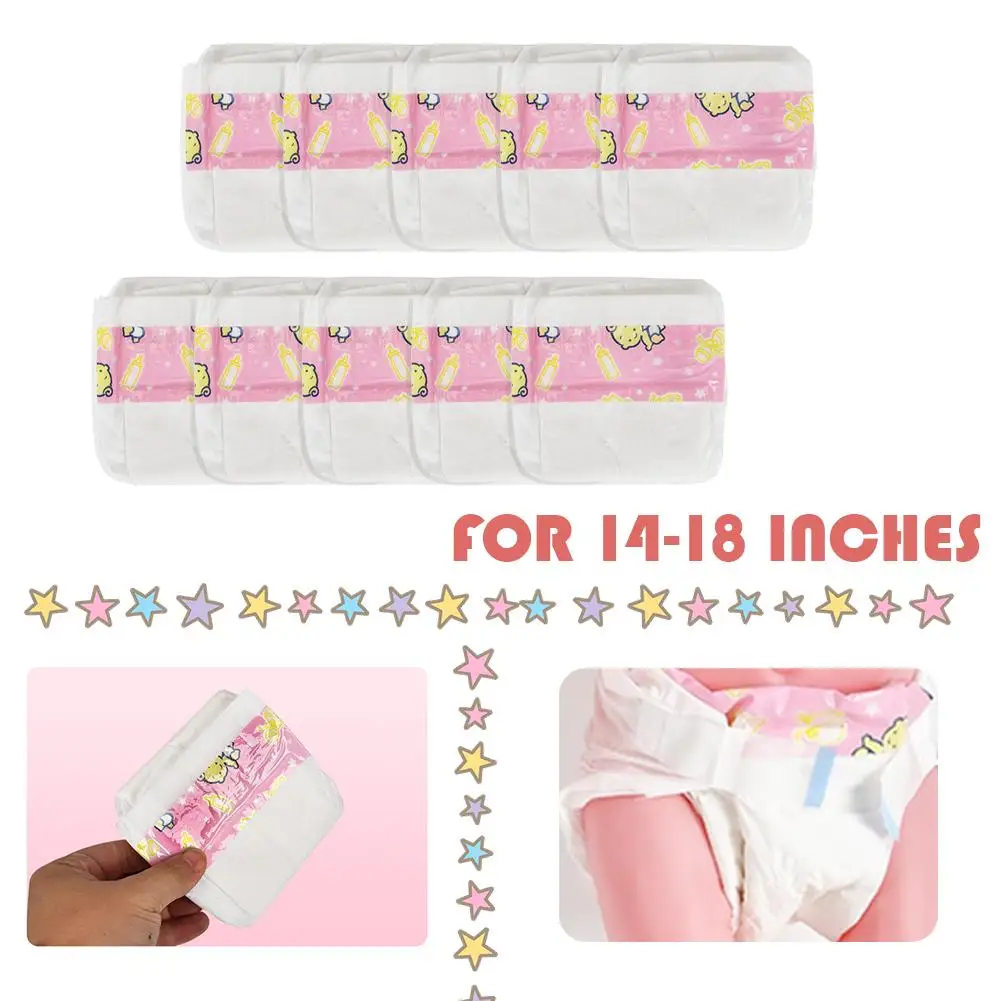 Pack De 5 Accesorios Para Muñecas De 14 A 18 Pulgadas – 3 Pañales Y 2 Baberos Reutilizables – Ropa De Tela Suave Con Cintas Ajustables