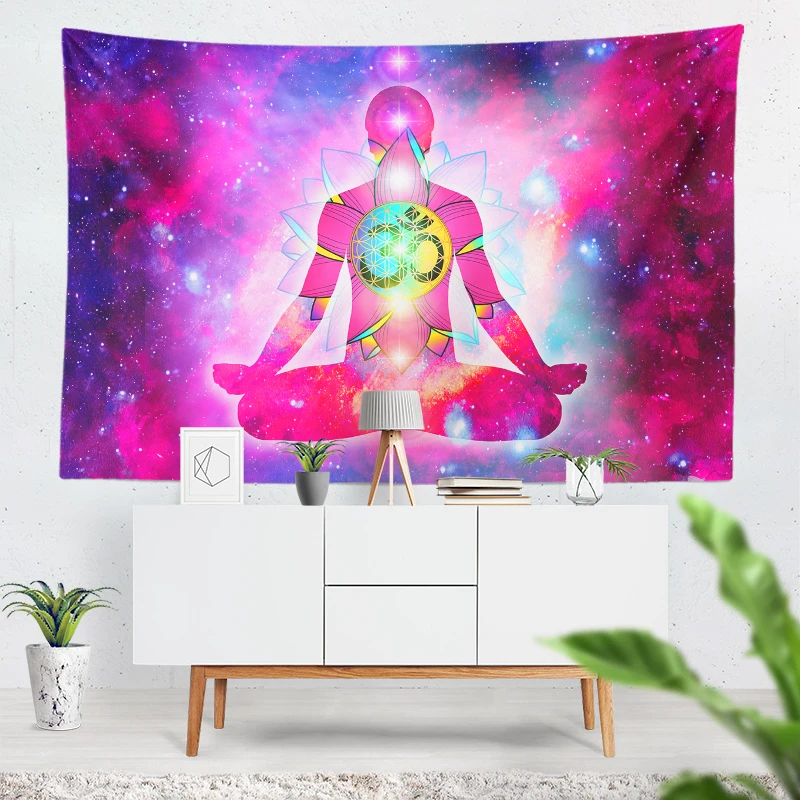 Crown Chakra Yoga Meditation Tapestry Flower Of Life Wall Hanging Pagan Wall Cloth Crystal Healing Altar Cloth Spiritual Decor