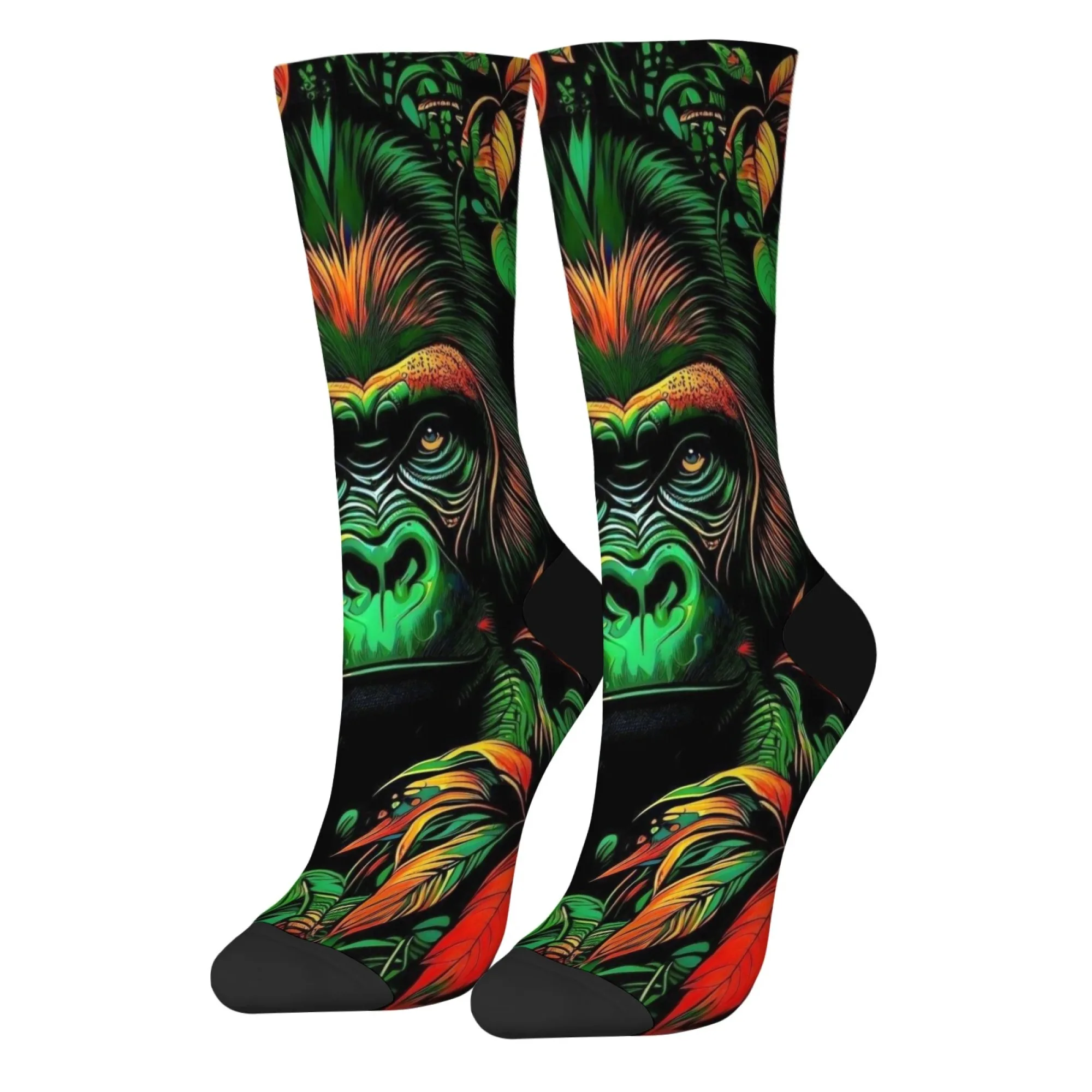 

Novelty Men's Socks Jungle Gorilla Print Personality Retro Crew Socks Skin-friendly Soft Street Hip-hop Casual Sports Socks Gift