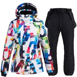 Women's Colorful Snow Suit Wear, Snowboard Clothing, Waterproof Costumes, Outdoor Ski Jacket, Strap Pants, Bibs, Winter, Fashion