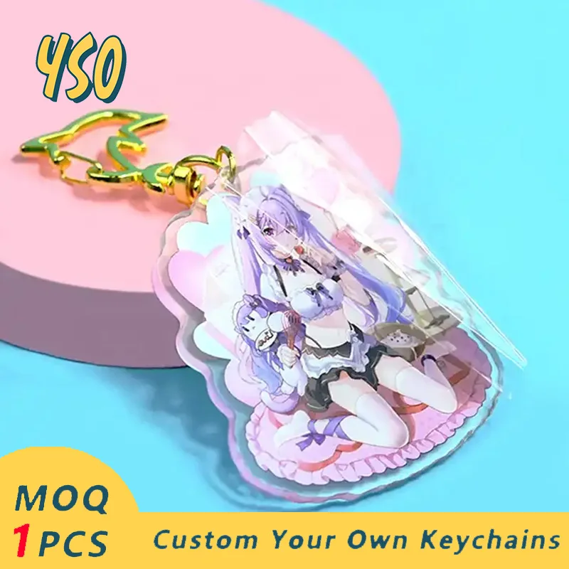 YSO Custom 3d Acrylic Keychain Animation Cartoon Cute Two-Sided Transparent Game Design CNC Diamond Cutting