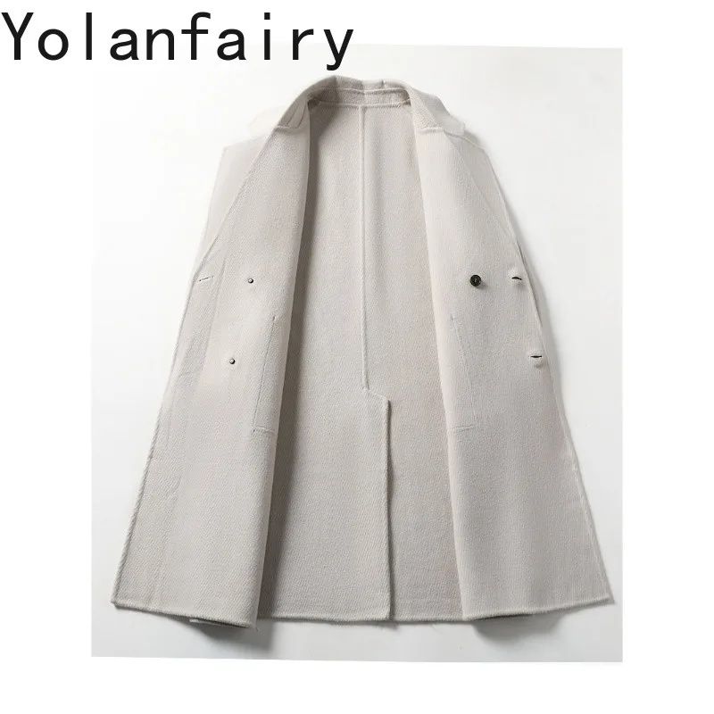 YOLANFAIRY 80% Wool Jackets for Man High Quality 2026 Autumn Winter Mid-length Wool Coat Men Double-breasted Loose Woolen Coats