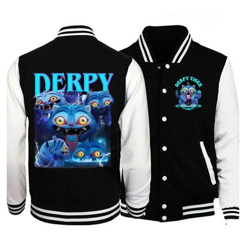 

KPop Demon Hunters Derpy Tiger Baseball Uniform Jacket Fashion Women Men Baseball Jackets Harajuku Unisex Long Sleeve Outerwear