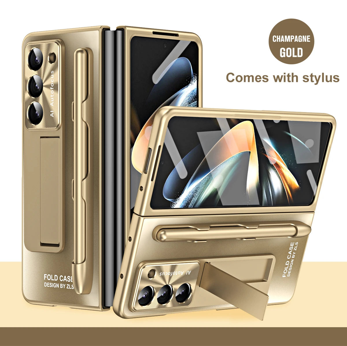 

Чехол с S-ручкой для Samsung Galaxy Z Fold5, чехол из поликарбоната с подставкой, полностью закрытый стеклянный матовый чехол для телефона Samsung Galaxy Fold5, чехол