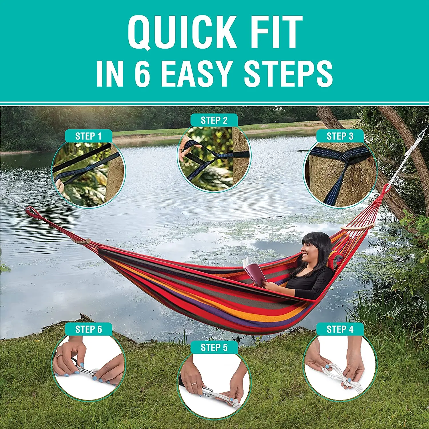 Hammock for Outdoor Camping Garden Yard Patio Portable Hammocks Canvas Stripe Hang Bed Hammock Double Single People Swing