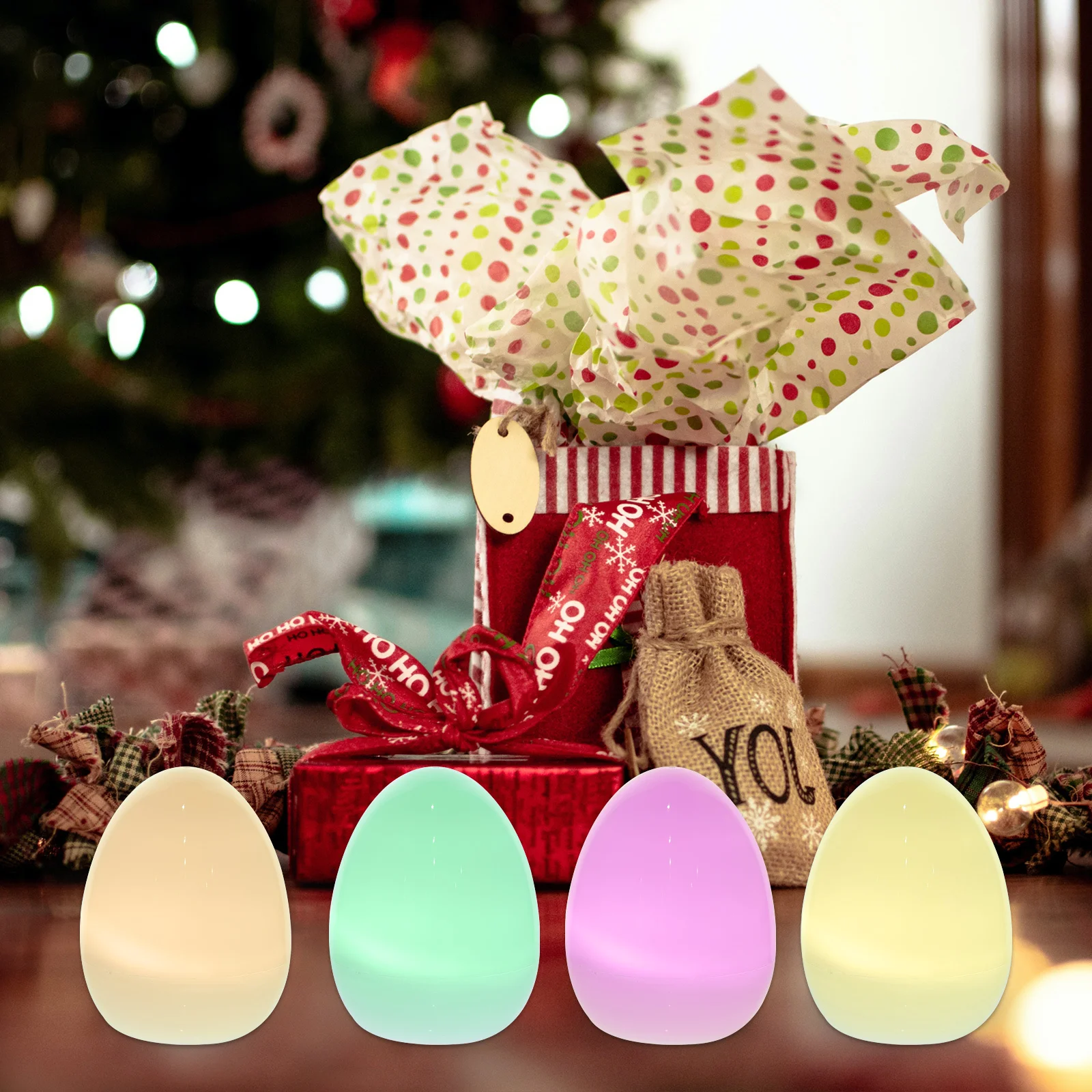 12 قطعة من أضواء الليل المزيفة على شكل بيضة، زينة LED ملونة لحفلات الهالوين وأعياد الميلاد وحفلات أعياد الميلاد وديكور المنزل #3
