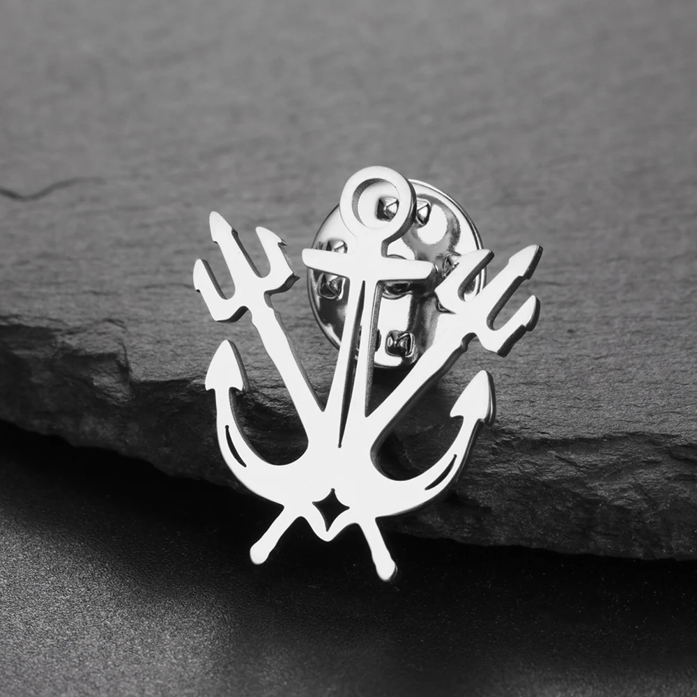 Dawapara Vintage Anker Dreizack Brosche Nordische Mythologie Anstecknadeln Edelstahl Punk Party Accessoires – Detail 12