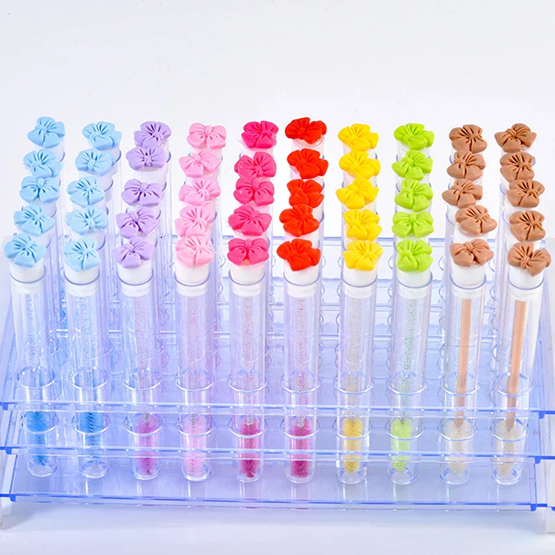 1Pcs Colorful Bow Tie Eyelash Brush Tubes With Crystal Lash Mascara Wands Eyebrow Comb Spoolies Applicators Makeup Tools