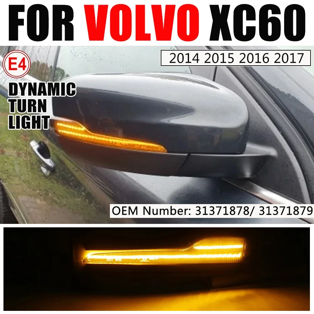 

2x Dynamic LED Side Mirror Sequential Indicator Blinker Turn Signal Light For Volvo XC60 2014 2015 2016 2017