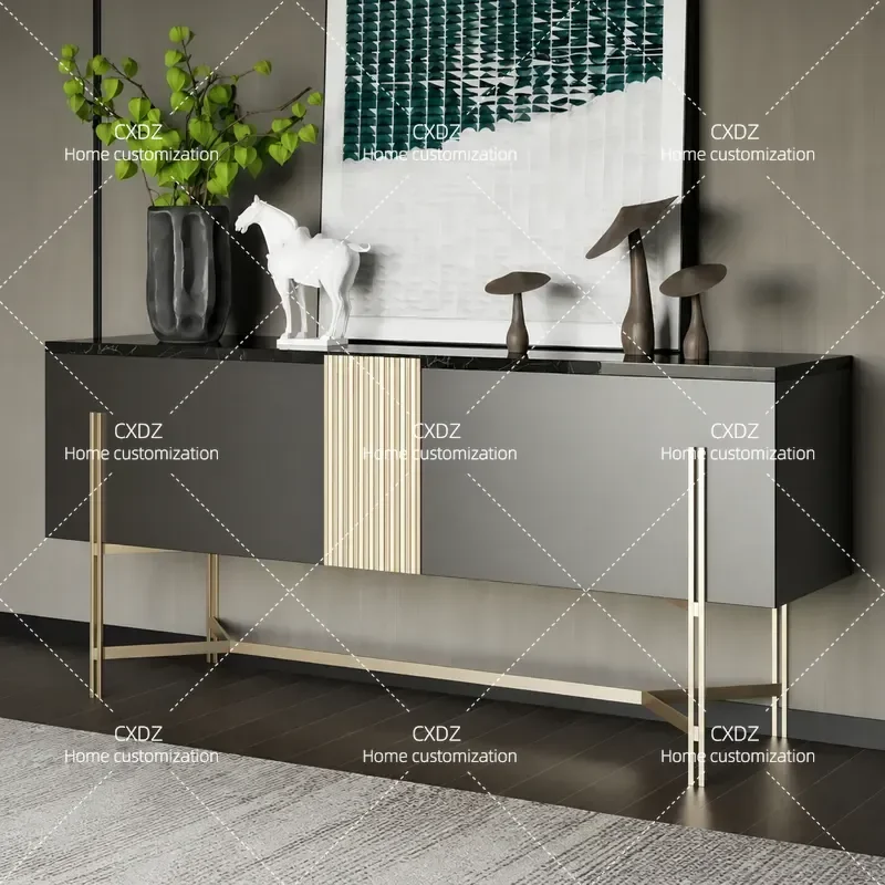 Light Luxury Painted Dining Side Cabinet Modern Entryway Porch Storage Unit Household Decor Locker for Living Room Bedroom
