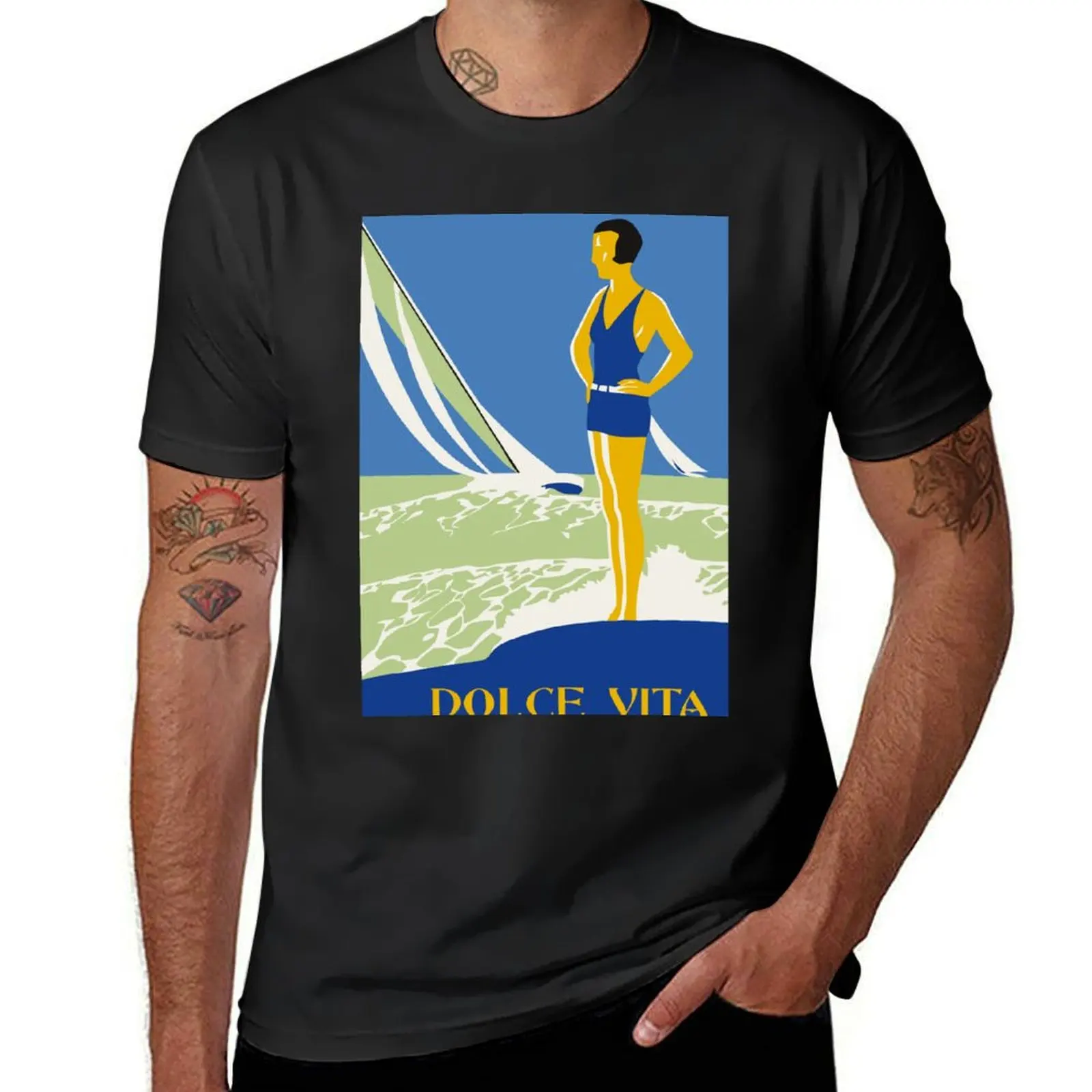

Dolce vita, джаз age deco стиль пляжная приморская летняя дорожная футболка мужская футболка Эстетическая одежда футболки с графикой футболка мужская