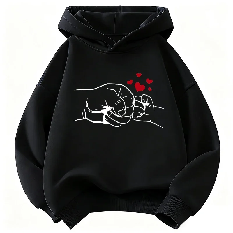 Lovely Daddy Love Hand Hooded Kids Design Children's Sweatshirt Cute Hoody for Boys Girls Spring Casual Hoodies