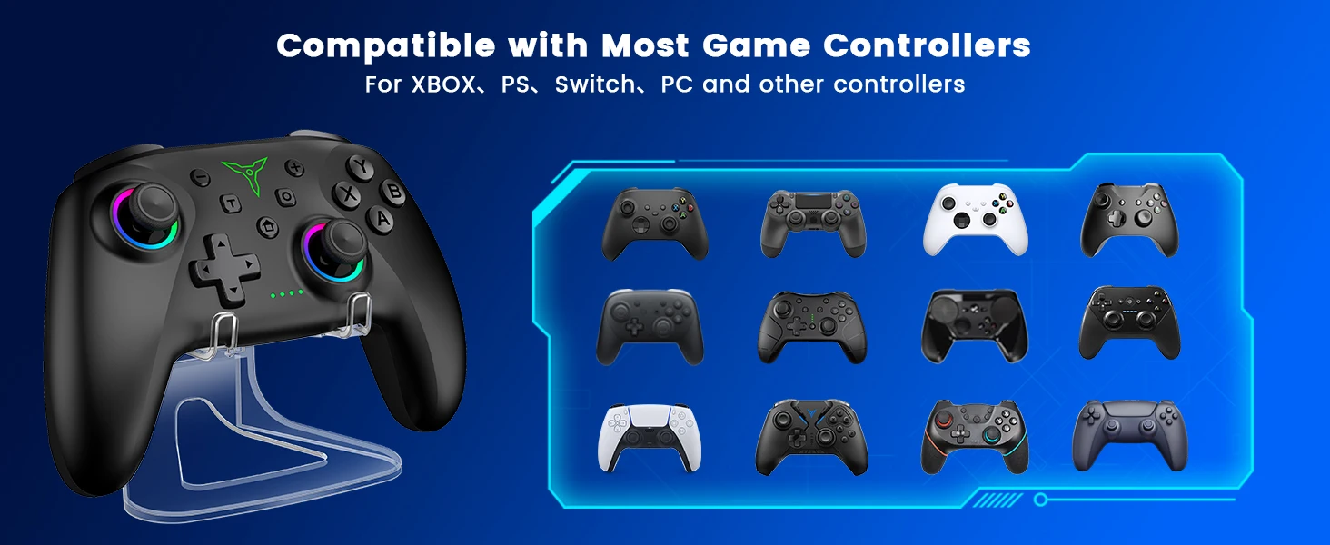 Dinofire Wireless Bluetooth RGB Controller for Nintendo Switch/Switch OLED/Lite Mobile Wired PC Gamepad Multi-Function Joystick