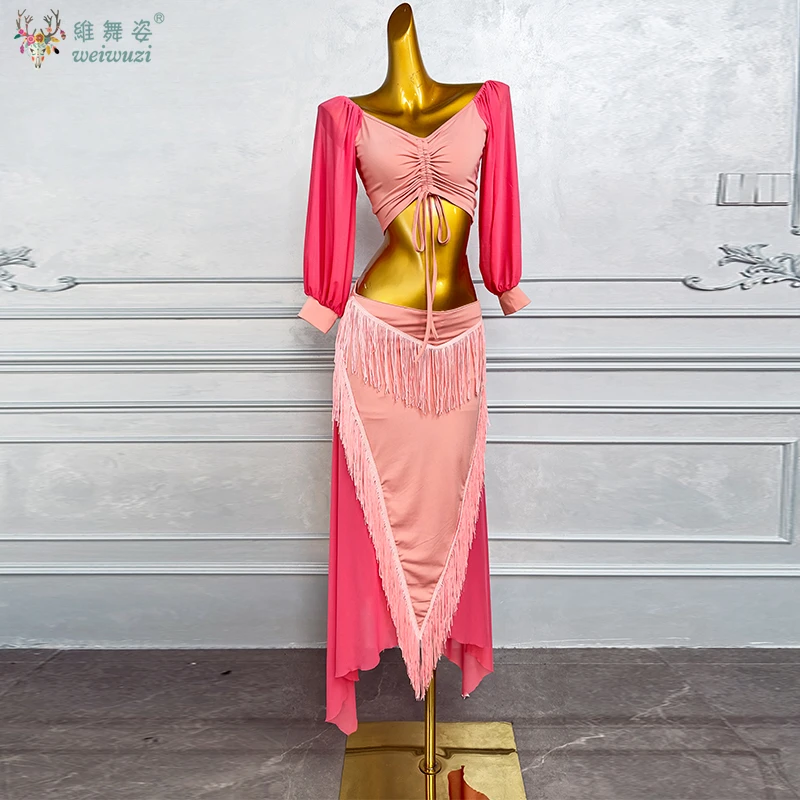 

BellyDance Practice Clothes Sexy Long sleeves Top+Long Skirt 2pcs Oriental Dance Professional Training Suit Women Dance Clothing