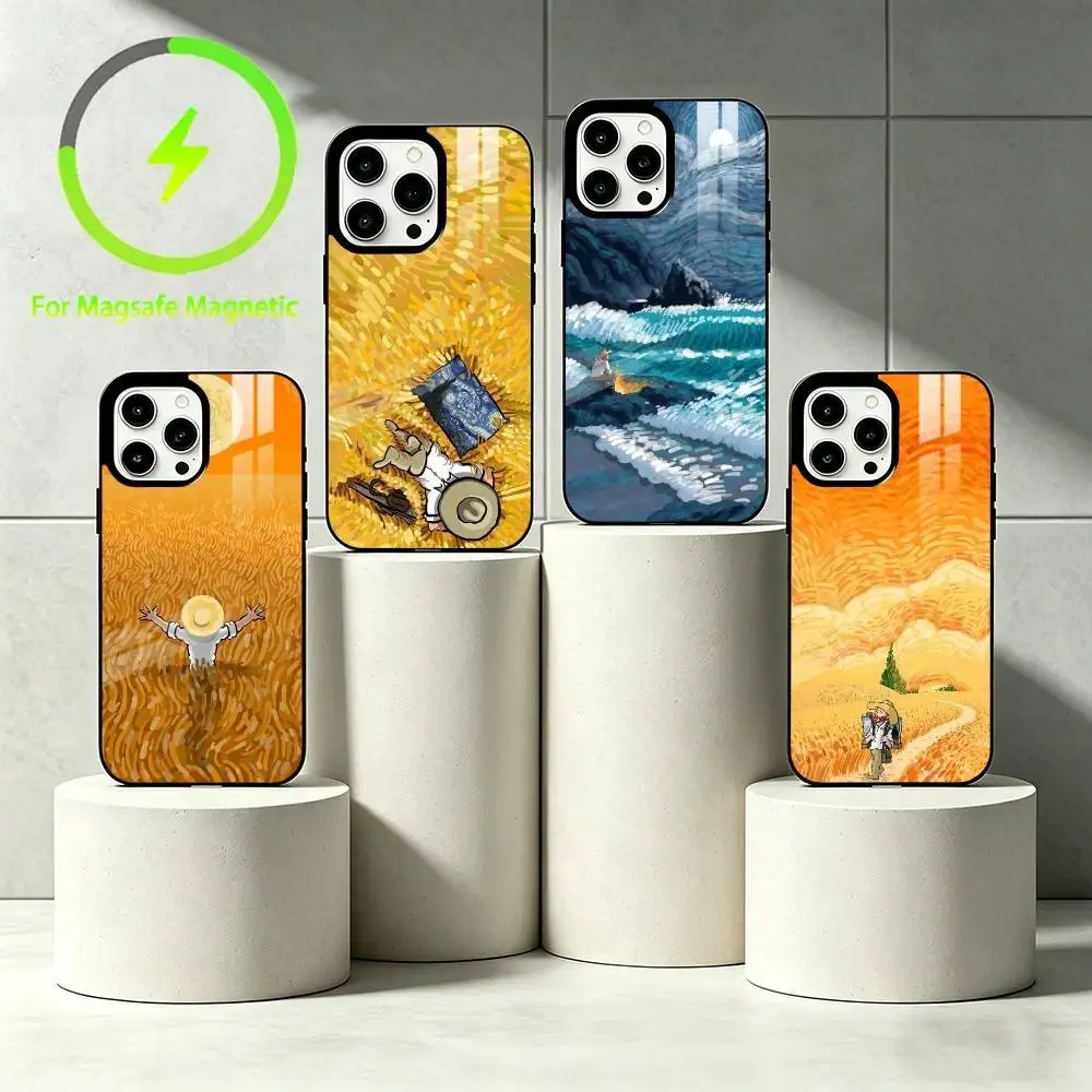

P-Post-Impressionism Phone Case For iPhone 17 16 15 14 13 12 Pro Max Plus for Mirror Wireless Magnetic Cover