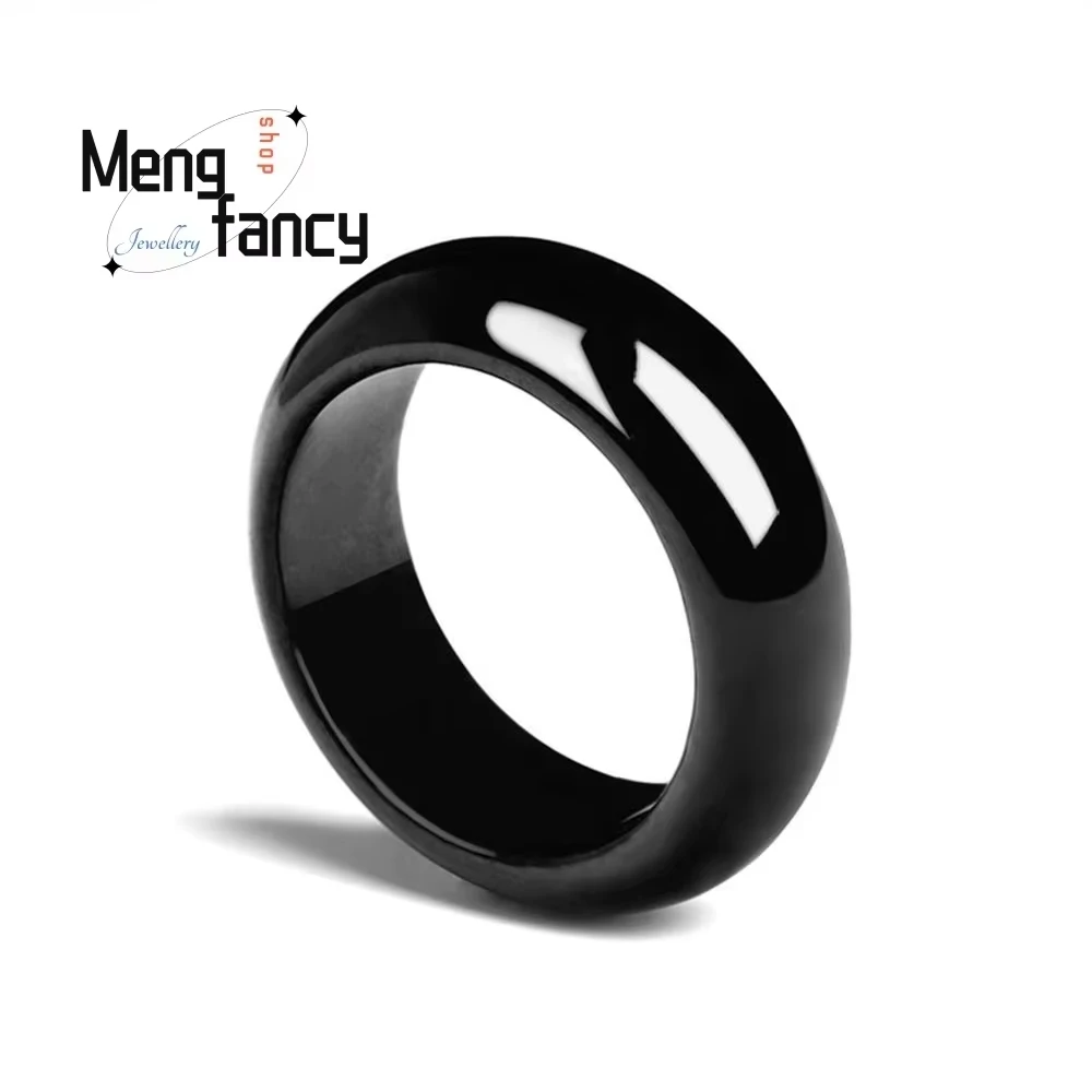 Natural A-goods Jadeite Ink Jade Ice Men Women Couple Promise Ring Simple Exquisite Fashion Luxury Fine Jewelry Wedding Souvenir