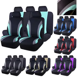 Sports Style Full Set Polyester Fabric Car Seat Covers Car Seat Protector Universal Fit Most Cars SUVs