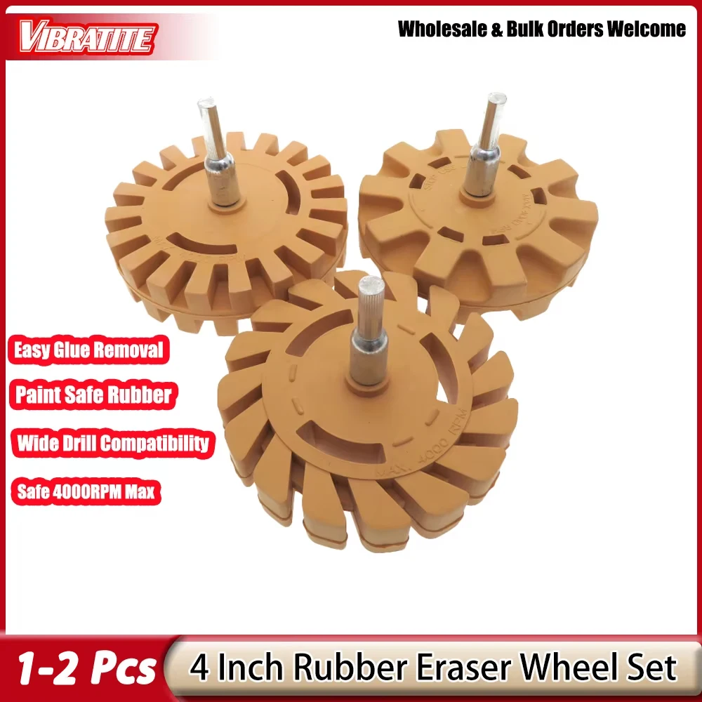 

4 Inch Rubber Eraser Wheel Decal Remover with 1/4" Drill Adapter Remove Pinstripe Sticker Adhesive Double Sided Tape
