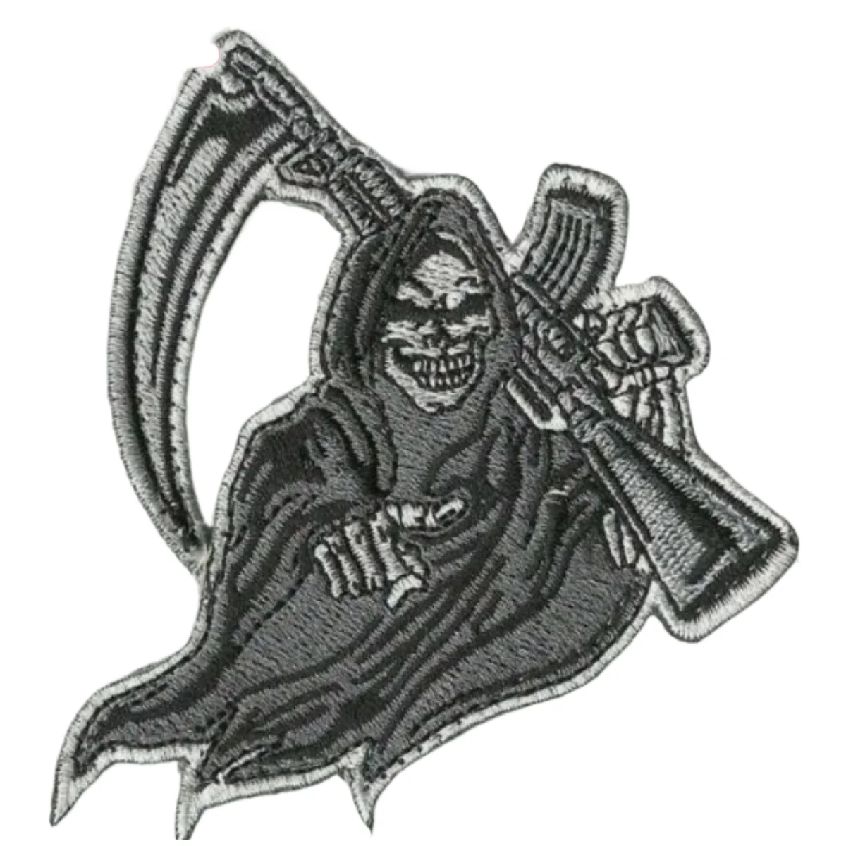 Ghost Death Reaper Scythe Embroidery Patch Death Summon Morale Armband Skeleton Life Reaper Backpack DIY Patches for Clothing