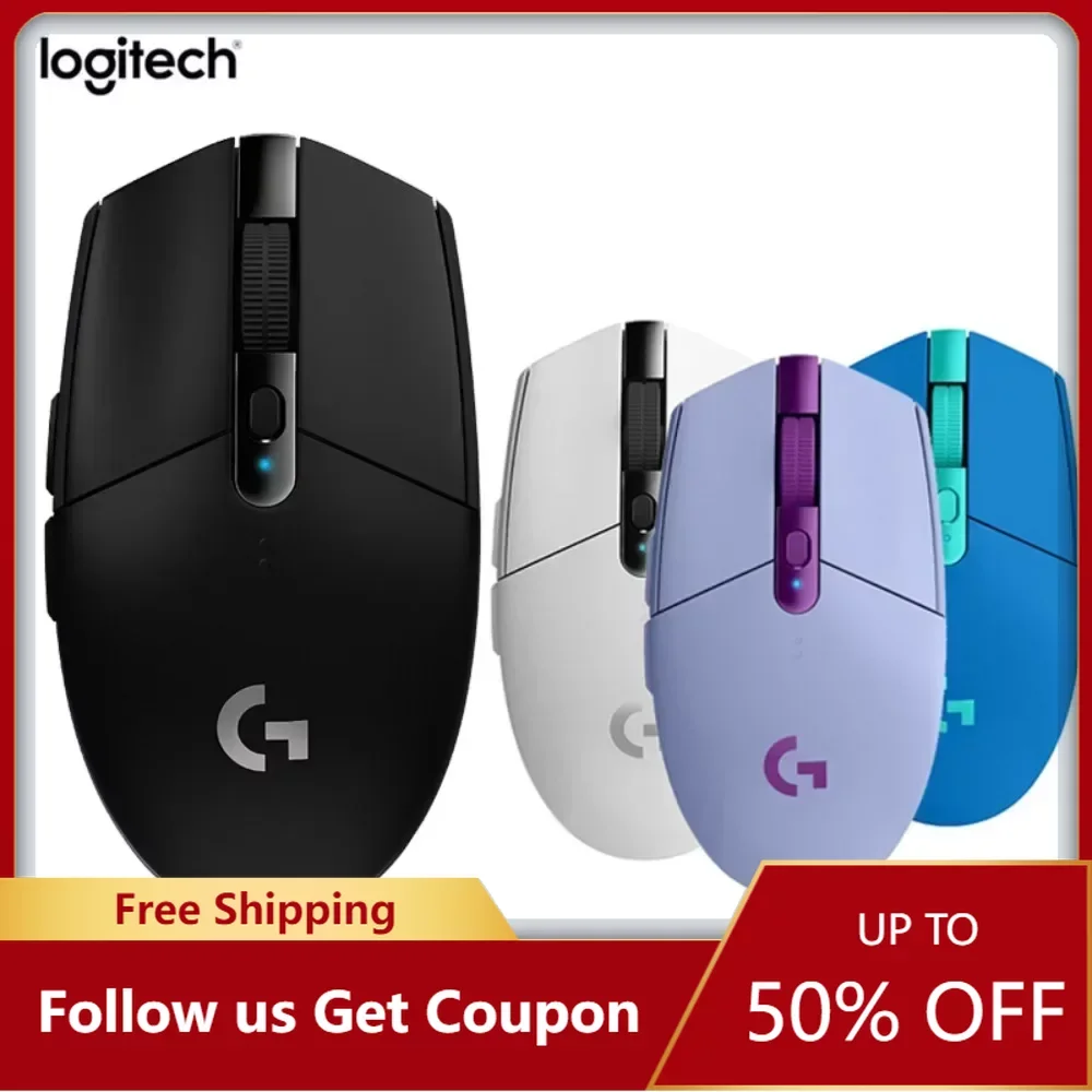 Logitech G304 G102 Mouse Gaming nirkabel berkabel, USB RGB untuk PC, Laptop, komputer, Mouse Ergonmic, tombol samping Mechanica