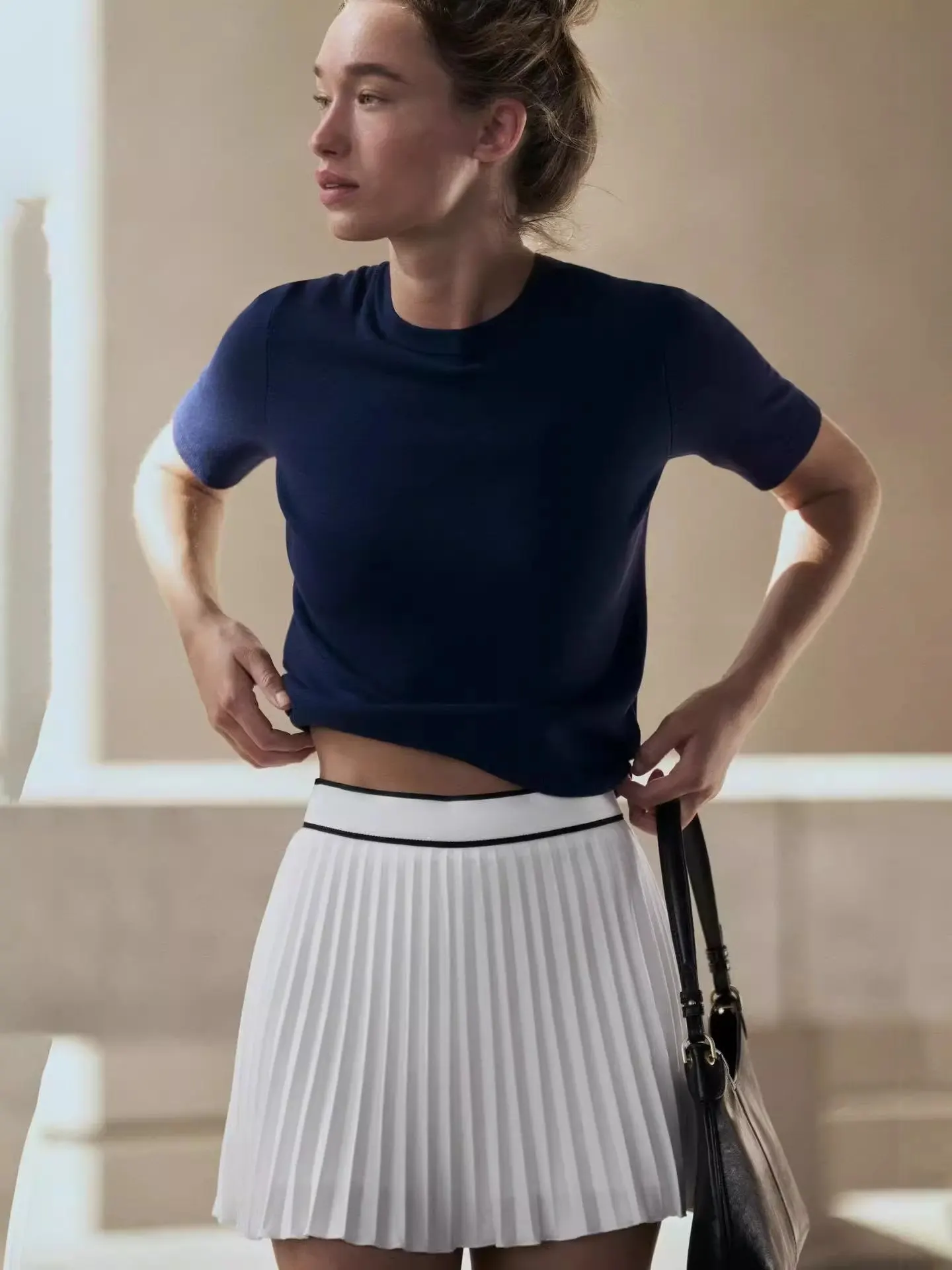 

Новая весенняя женская классическая широкая складка, повседневная модная юбка, брюки с высокой талией, трапециевидной формы, однотонная, для поездок на работу