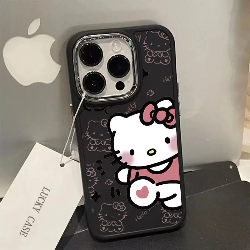 New Sanrio Lovely Hello Kitty Phone Case For iphone 16 15 14 13 PRO MAX 11 12 13 PRO XR 8 PLUS Domineering KT Cat Anti Drop Y2k