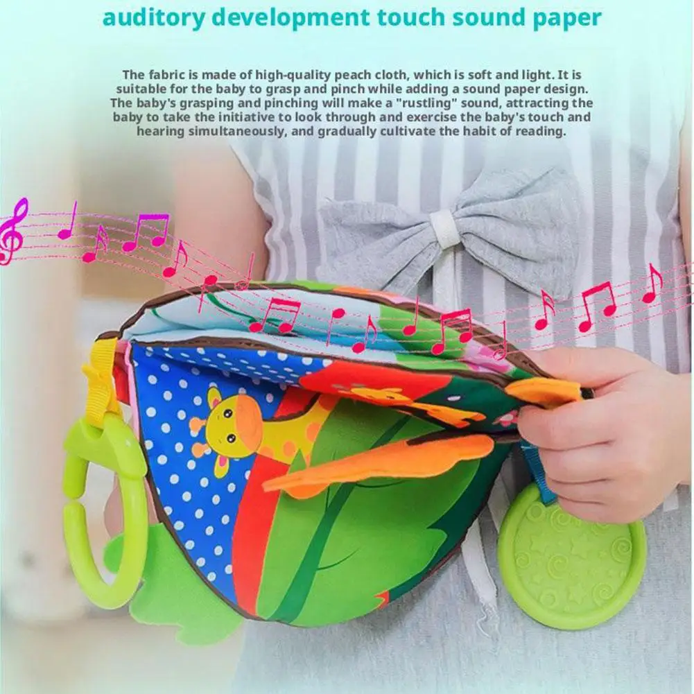 Baby-Stoffbuch, knisterndes, weiches, sensorisches Spielzeug für Kleinkinder von 0–12 Monaten, zahnendes, kaubares, ungiftiges Frühlernspielzeug