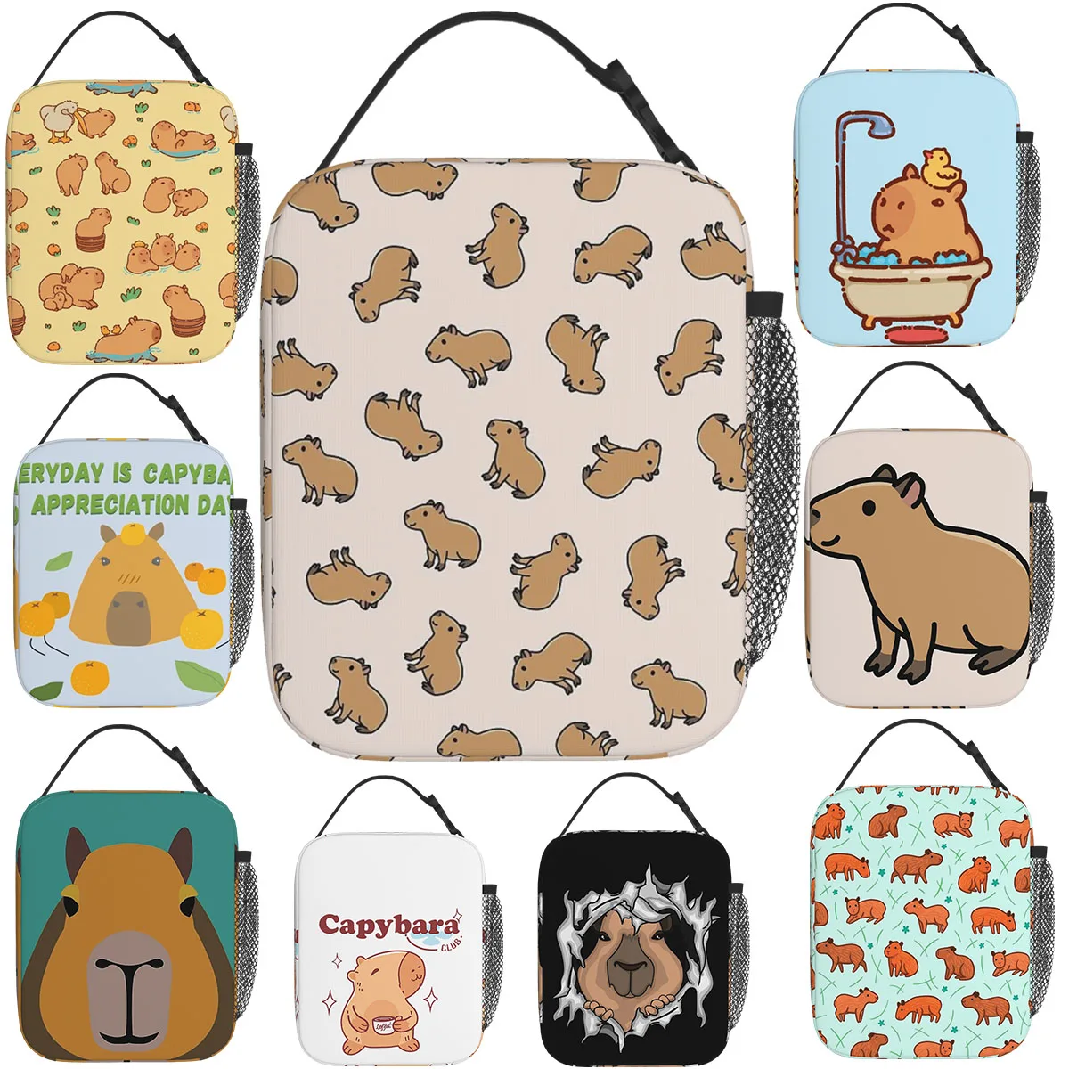 Capybara Insulated Lunch Bags Waterproof Picnic Bags Thermal Cooler Lunch Box Lunch Tote for Woman Work Children School