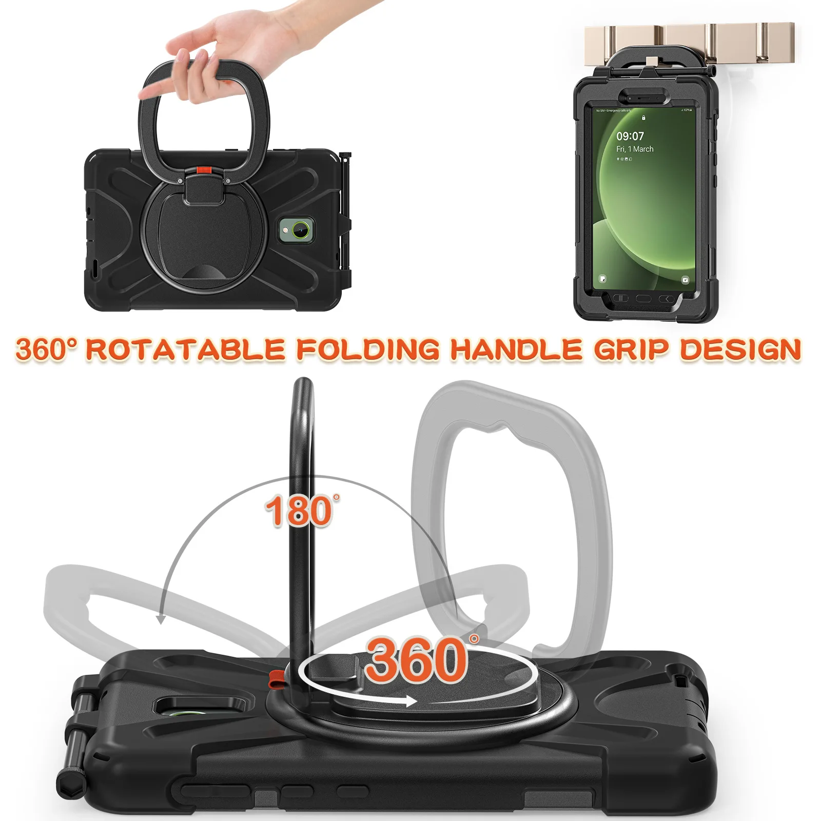 Case For Samsung Galaxy Tab Active 5 3 8 inch 2024 X306B X300 2024 Tablet Case Kickstand Holder 360 Rotation shockproof Cover 3