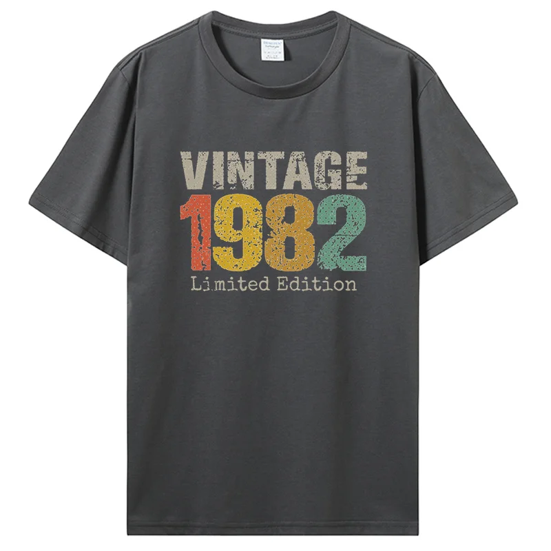 Vintage Birthday Retro 1982 Limited Edition Tshirt Cotton Graphic T-Shirt Husband Wife Shirt Streetwear Short Sleeve Clothing