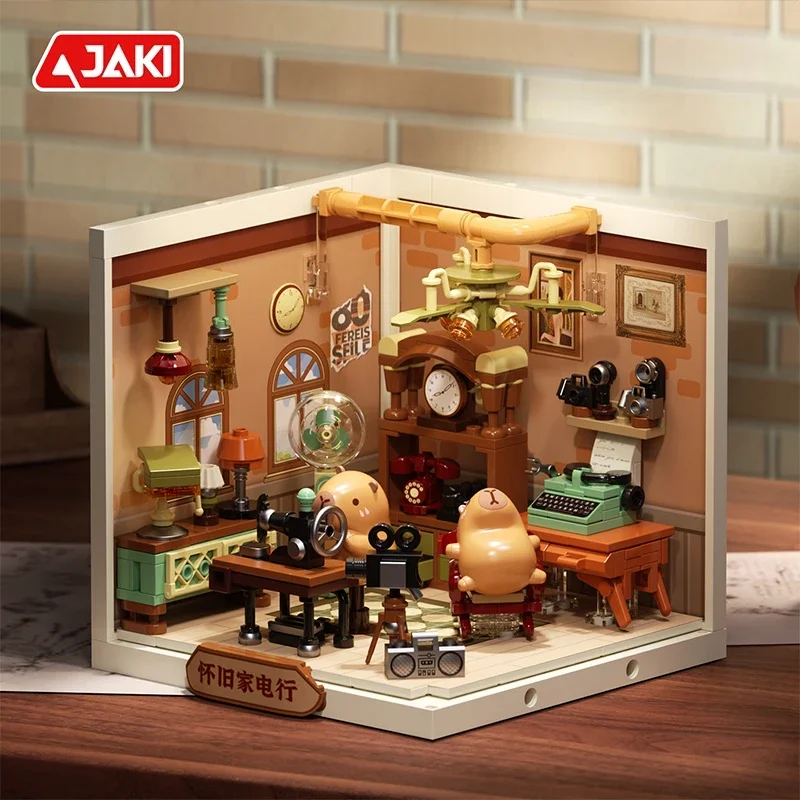 كابيبارا سوبر تاون سلسلة اللبنات الرجعية نموذج الحلي الطوب سطح المكتب الحلي الاطفال التعليمية لتقوم بها بنفسك لعبة هدايا العيد