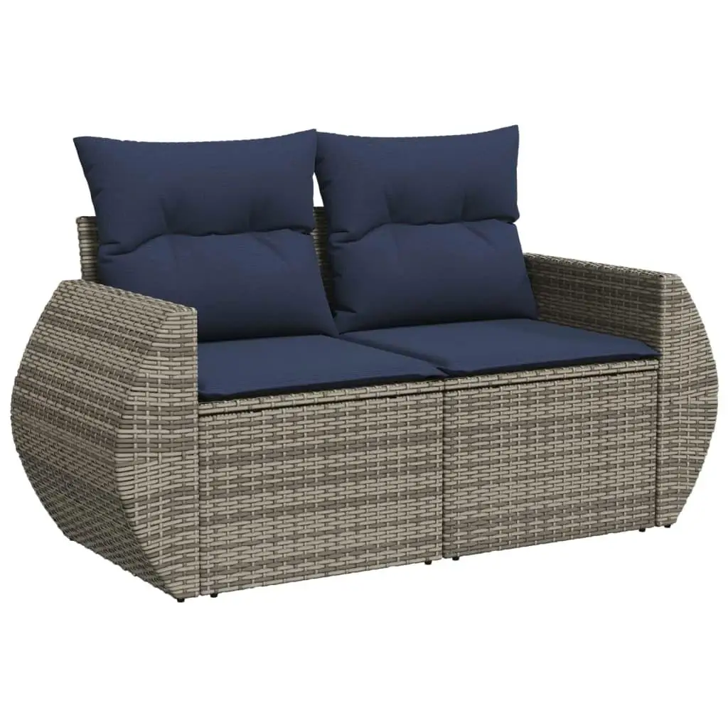 8 Piece Outdoor Patio Sofa Set with Gray Cushions Rattan Furniture Garden Lounge Seating