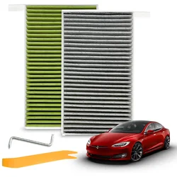 2PCS Car Air Filter Air Conditioner Cabin Filter with Activated Carbon Replacement forTesla Model 3/ ModelY