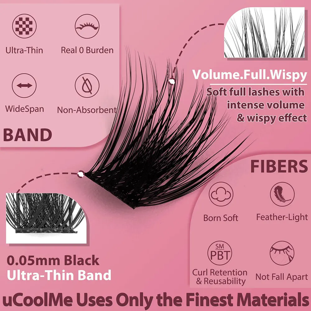 uCoolMe Wimpers Magic 168PCS D Krul Piekerige 8-18mm Lash Clusters Applicator Tool Voor Vrouwen Thuis DIY Volumineuze Wimpers Extension