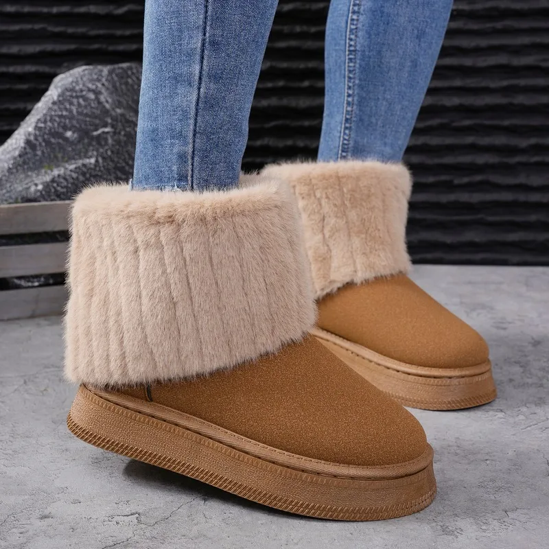 

New Women Boots Comfortable Shallow Designer Casual Boots Winter Round Toe Boots Hot Fashion Shoes for Women Zapatos Mujer