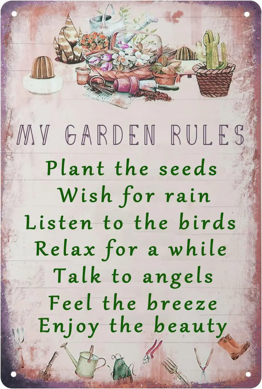 My Garden Rules Metal Tin Sign Vintage Wall Decoration Home Garden Yard Outside Kitchen Art Sign 8x12 Inch sign