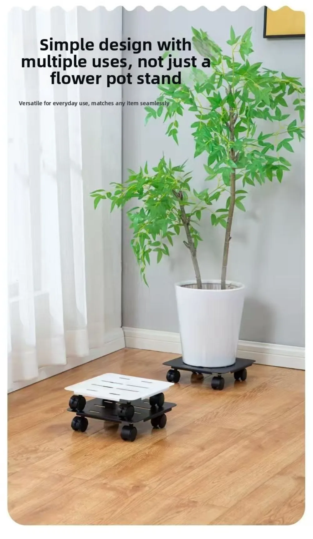 Indoor-Outdoor Pflanzentopf-Untersetzer Bewegliche Metall-Pflanzenständer 360° ° Drehbarer Pflanzenwagen mit Rädern für schwere Pflanzen – Detail 3