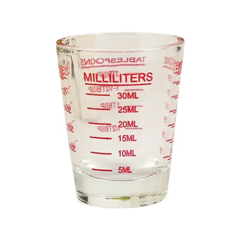 Shot Glass Measuring Cup with Ounces, Milliliters, Tablespoons and Teaspoon Guides for Viewing, Portioning, and JOMD